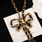 Okify Chanel bow lambskin sweater gold necklace - 4