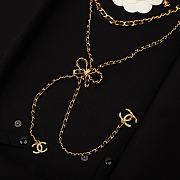 Okify Chanel bow lambskin sweater gold necklace - 2