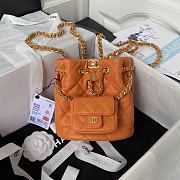 Okify Chanel Orange Leather Matelasse Backpack with Mini Pouch Bag 16x16.5x11.5cm  - 1