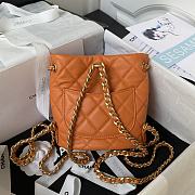 Okify Chanel Orange Leather Matelasse Backpack with Mini Pouch Bag 16x16.5x11.5cm  - 3