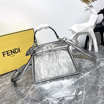 Okify Fendi Peekaboo ISeeU Ultra Small Bag in silver 11x20x15cm