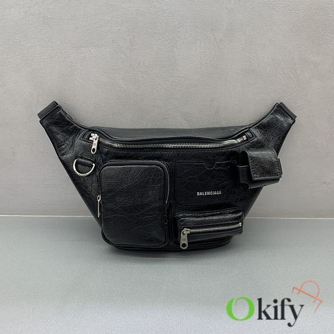  Okify Balenciaga Men's Superbusy Beltpack in Black 39.9 x 17.8 x 9.9 cm - 1