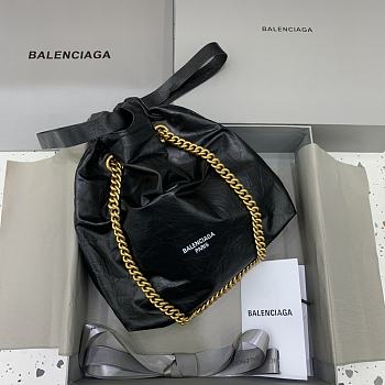 Okify Balenciaga Women's Crush Small Tote Bag in Black 25x10x27cm 