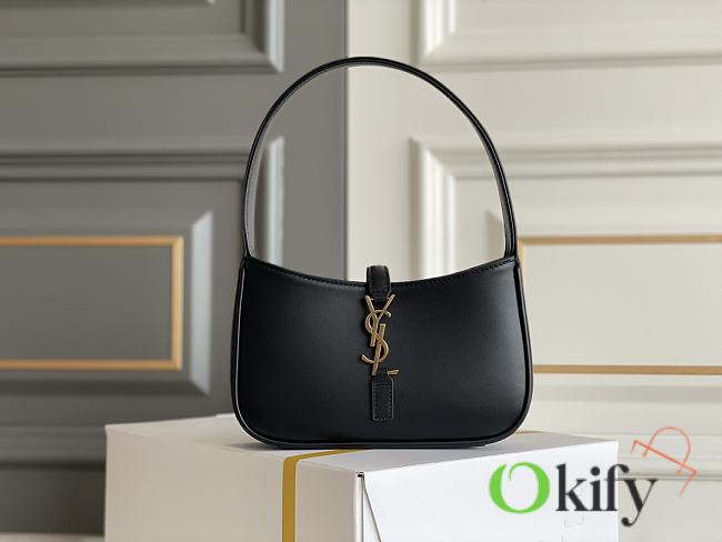 Okify YSL LE 5 À 7 mini underarm bag in black smooth leather 19x11.5x4.5 cm - 1