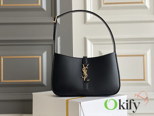 Okify YSL LE 5 À 7 medium underarm bag in black smooth leather 23x16x6.5cm - 1