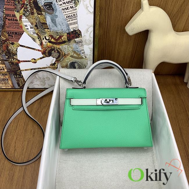 Okify Hermes Mini Kelly Epsom tricolor in green 20cm - 1