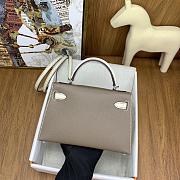 Okify Hermes Mini Kelly Epsom tricolor in cement 20cm - 3