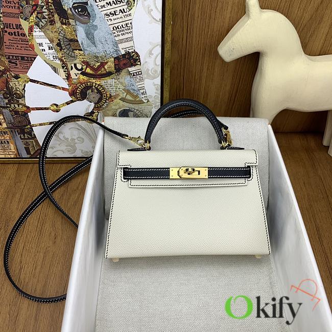 Okify Hermes Mini Kelly Epsom tricolor in white 20cm - 1