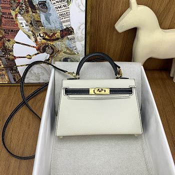 Okify Hermes Mini Kelly Epsom tricolor in white 20cm