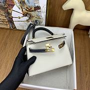 Okify Hermes Mini Kelly Epsom tricolor in white 20cm - 4