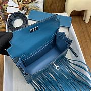 Okify Hermes Kelly Danse Anate Blue Swift Silver Hardware 21.5x16.5x7cm - 3