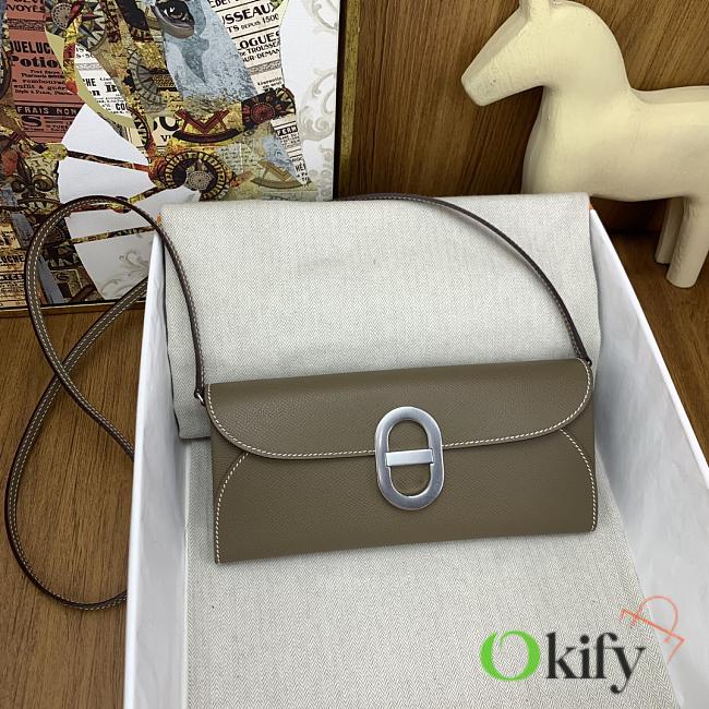 Okify Hermes Chaine D'Ancre To Go Wallet in beige sillver buckle 24x11x2.5 cm - 1