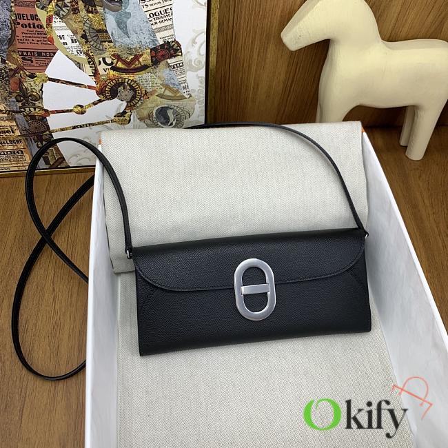 Okify Hermes Chaine D'Ancre To Go Wallet in black silver buckle 24x11x2.5 cm - 1