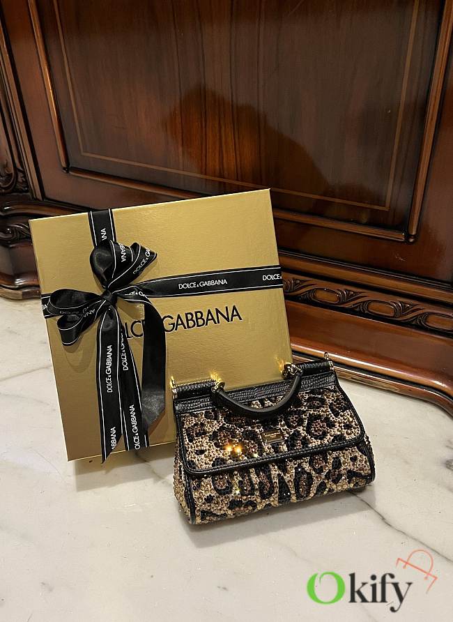 Okify Dolce & Gabbana Small Sicily Leopard Print Handbag 18*11*6cm - 1