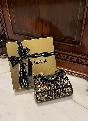 Okify Dolce & Gabbana Small Sicily Leopard Print Handbag 18*11*6cm