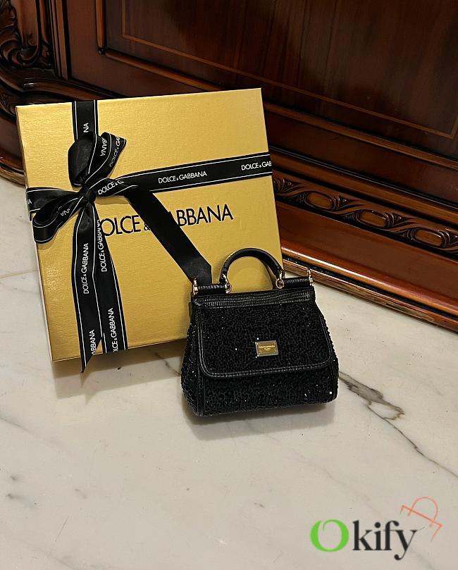 Okify Dolce & Gabbana Mini Sicily Rhinestone Handbag 14*6*16cm - 1