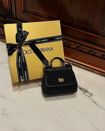 Okify Dolce & Gabbana Mini Sicily Rhinestone Handbag 14*6*16cm