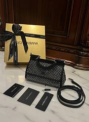 Okify Dolce&Gabbana Black Mini Sicily Elongated Crystals Bag 18x11x6cm - 1