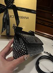 Okify Dolce&Gabbana Black Mini Sicily Elongated Crystals Bag 18x11x6cm - 2