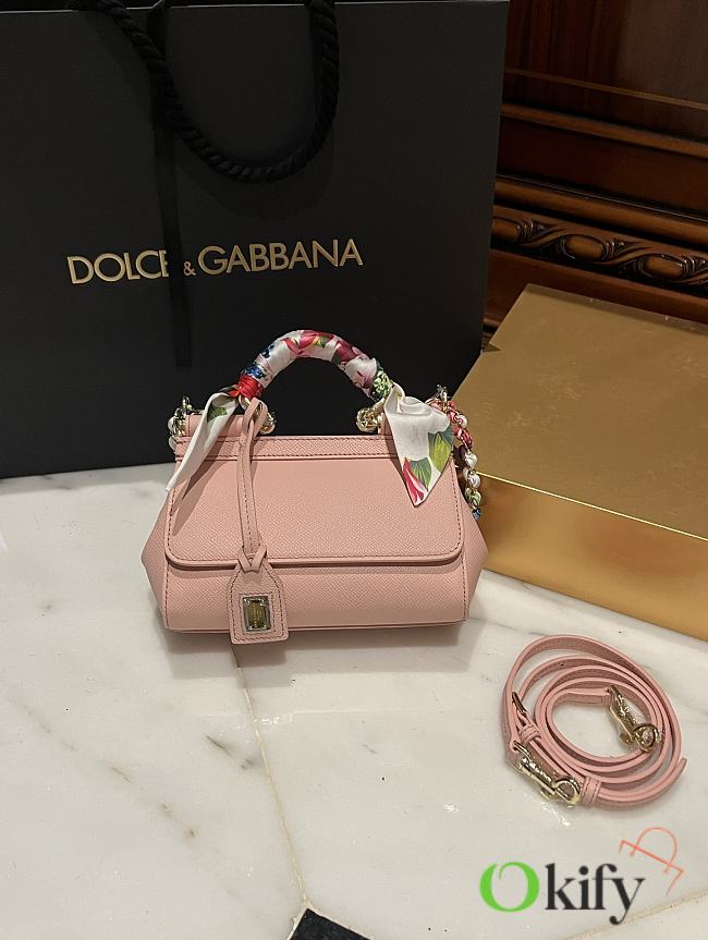 Okify Dolce & Gabbana Sicily Scarf Pink Bag 18cm - 1