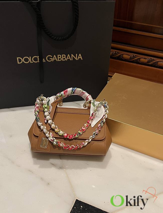 Okify Dolce & Gabbana Sicily Scarf Brown Bag 18cm - 1