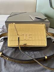 Okify Tom Ford Palmellato Crocodile Shoulder Bag In Gold 16x10x4cm - 1