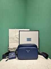 Okify Prada Saffiano leather shoulder bag in blue 20x13.5x7 cm - 1