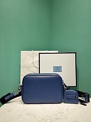 Okify Prada Saffiano leather shoulder bag in blue 20x13.5x7 cm - 3