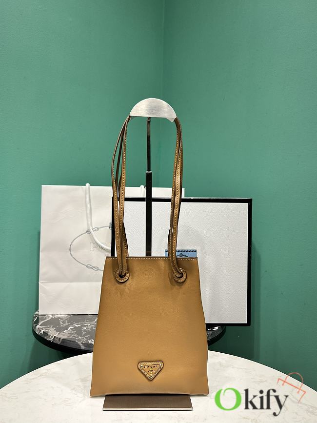 Okify Prada Mini Tote Bag in brown 17x20cm  - 1