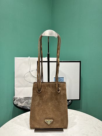 Okify Prada Mini Tote Bag in dark brown 17x20cm 