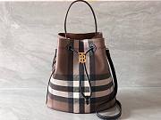 Okify Burberry Bucket Bag in checkered pattern dark brown 26x16x26cm - 1