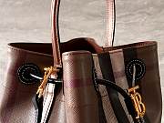 Okify Burberry Bucket Bag in checkered pattern dark brown 26x16x26cm - 2