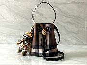 Okify Burberry Bucket Bag in checkered pattern dark brown 16.5x11x18.5 cm - 1