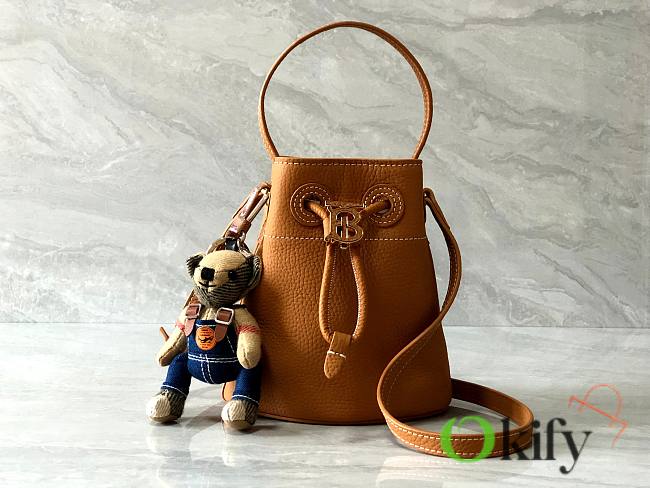 Okify Burberry Bucket Bag in caramel 16.5x11x18.5 cm - 1