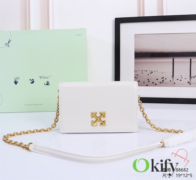 Okify Off White Jitney 0.5 Wallet In White With Gold Buckle 19x12x5cm - 1