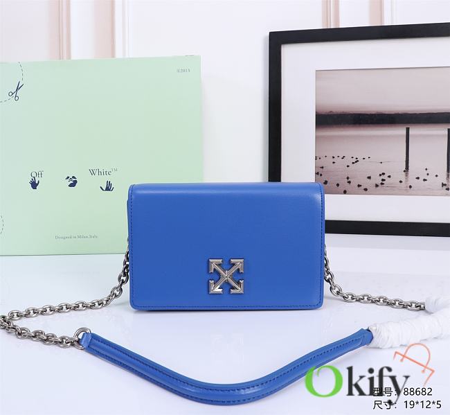 Okify Off White Jitney 0.5 Wallet In Blue With Silver Buckle 19x12x5cm - 1