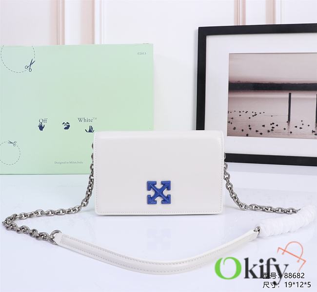 Okify Off White Jitney 0.5 Wallet In White With Blue Buckle 19x12x5cm - 1