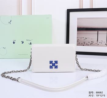 Okify Off White Jitney 0.5 Wallet In White With Blue Buckle 19x12x5cm