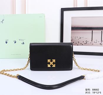 Okify Off White Jitney 0.5 Wallet In Black With Gold Buckle 19x12x5cm