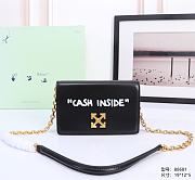 Okify Off White Jitney 0.5 Quote Black Shoulder Bag Cash Inside Gold Buckle 19x12x5 cm - 1