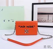 Okify Off White Jitney 0.5 Quote Orange Shoulder Bag Cash Inside Silver Buckle 19x12x5 cm - 1