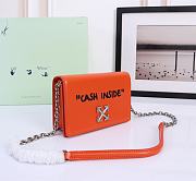 Okify Off White Jitney 0.5 Quote Orange Shoulder Bag Cash Inside Silver Buckle 19x12x5 cm - 2