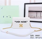 Okify Off White Jitney 0.5 Quote White Shoulder Bag Cash Inside Gold Buckle 19x12x5 cm - 1