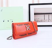 Okify Off White Jitney Wallet On Chain Quote In Orange With Silver Buckle 21x11x5cm - 3