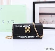 Okify Off White Jitney Wallet On Chain Quote In Black With Gold Buckle 21x11x5cm - 1