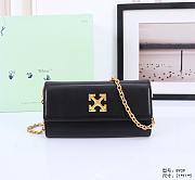 Okify Off White Jitney Wallet On Chain In Black With Gold Buckle 21x11x5cm - 1