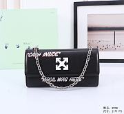 Okify Off White Jitney Wallet On Chain Quote In Black With White Buckle 21x11x5cm - 1