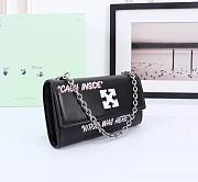 Okify Off White Jitney Wallet On Chain Quote In Black With White Buckle 21x11x5cm - 2