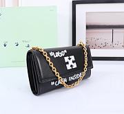 Okify Off White Jitney Wallet On Gold Chain Quote In Black With White Buckle 21x11x5cm - 3