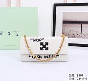 Okify Off White Jitney Wallet On Gold Chain Quote In White With Black Buckle 21x11x5cm - 1